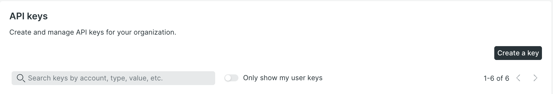 Create a Key button