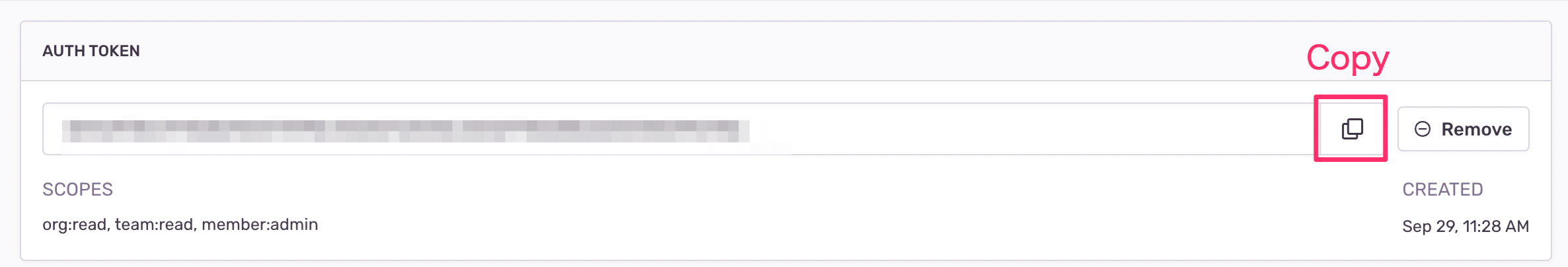 Auth Token表示