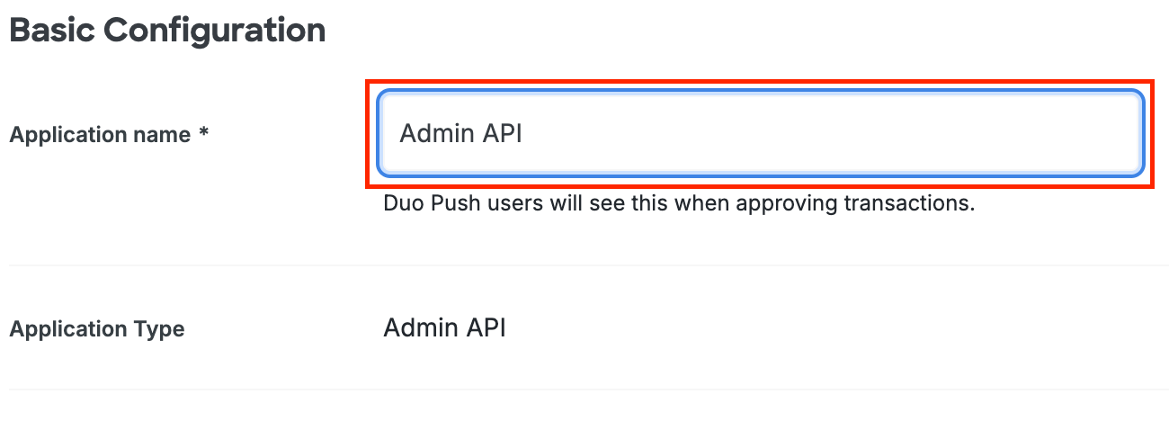 Application name and Grant resource settings