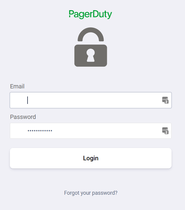 PagerDuty login screen