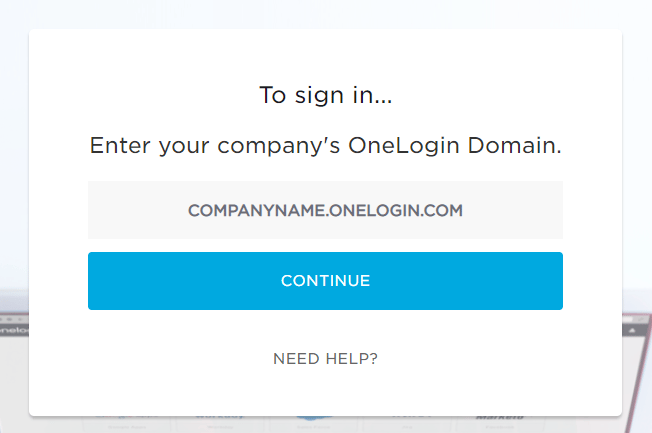 Onelogin login screen