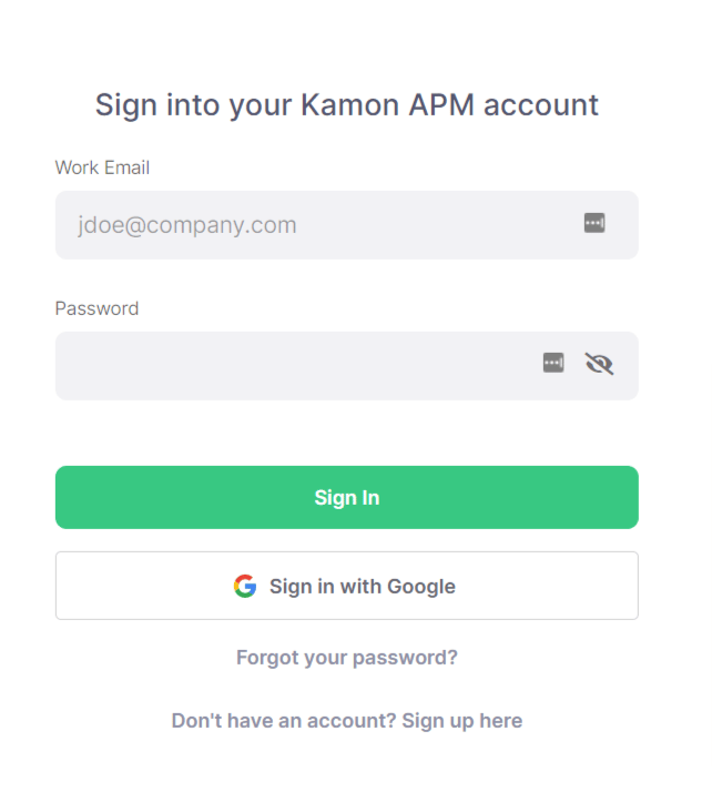 Kamonログイン画面