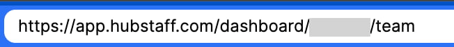 HubstaffのURLでdashboardの後ろにOrganization IDが表示されている状態