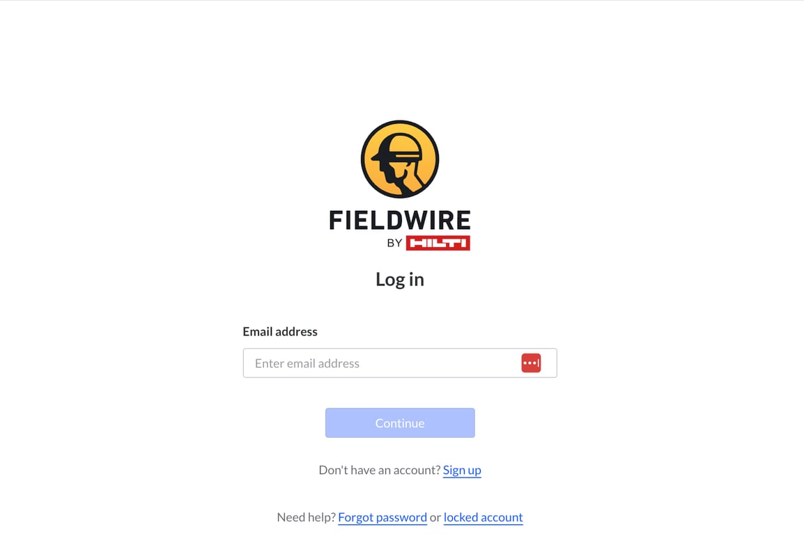 Fieldwireのログインフォーム