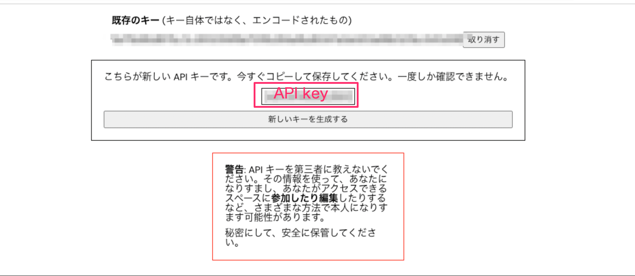 Gather API key screen
