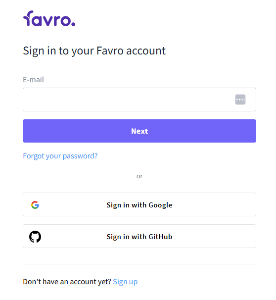 Favroログイン画面