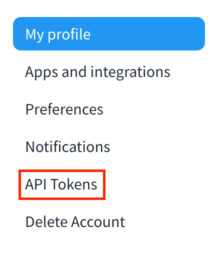 API Tokensページ