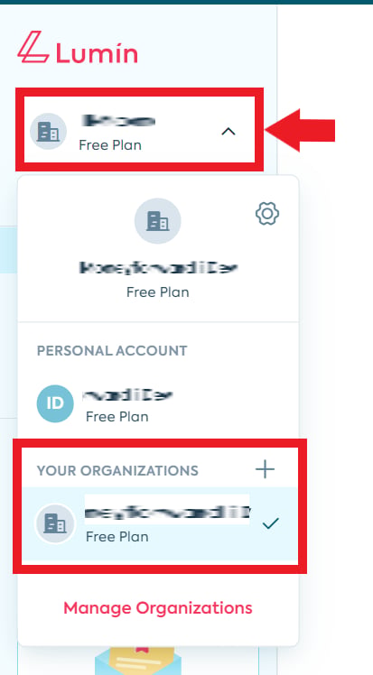 Organization選択画面