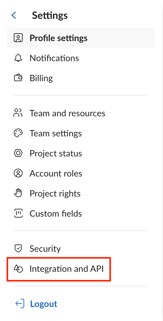 Settings メニュー