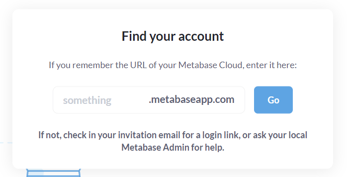 Metabaseログイン画面