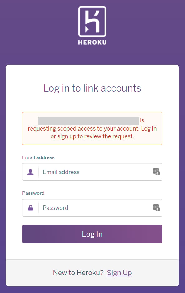 Heroku login screen