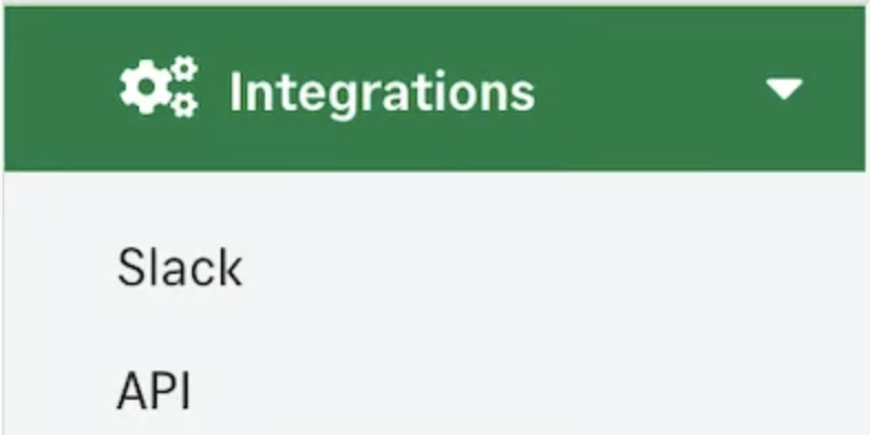 設定画面の左メニューでIntegrations配下のAPIを選択している状態