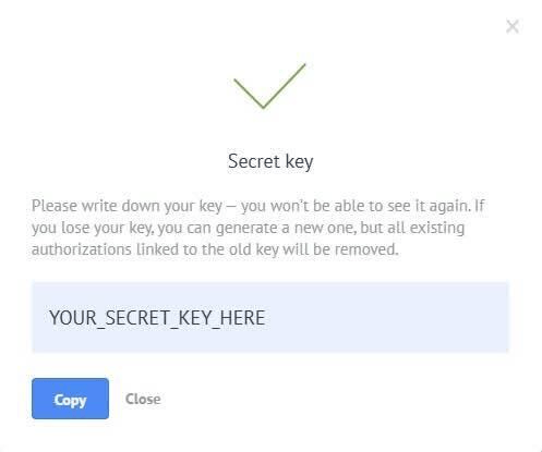 Secret key display screen
