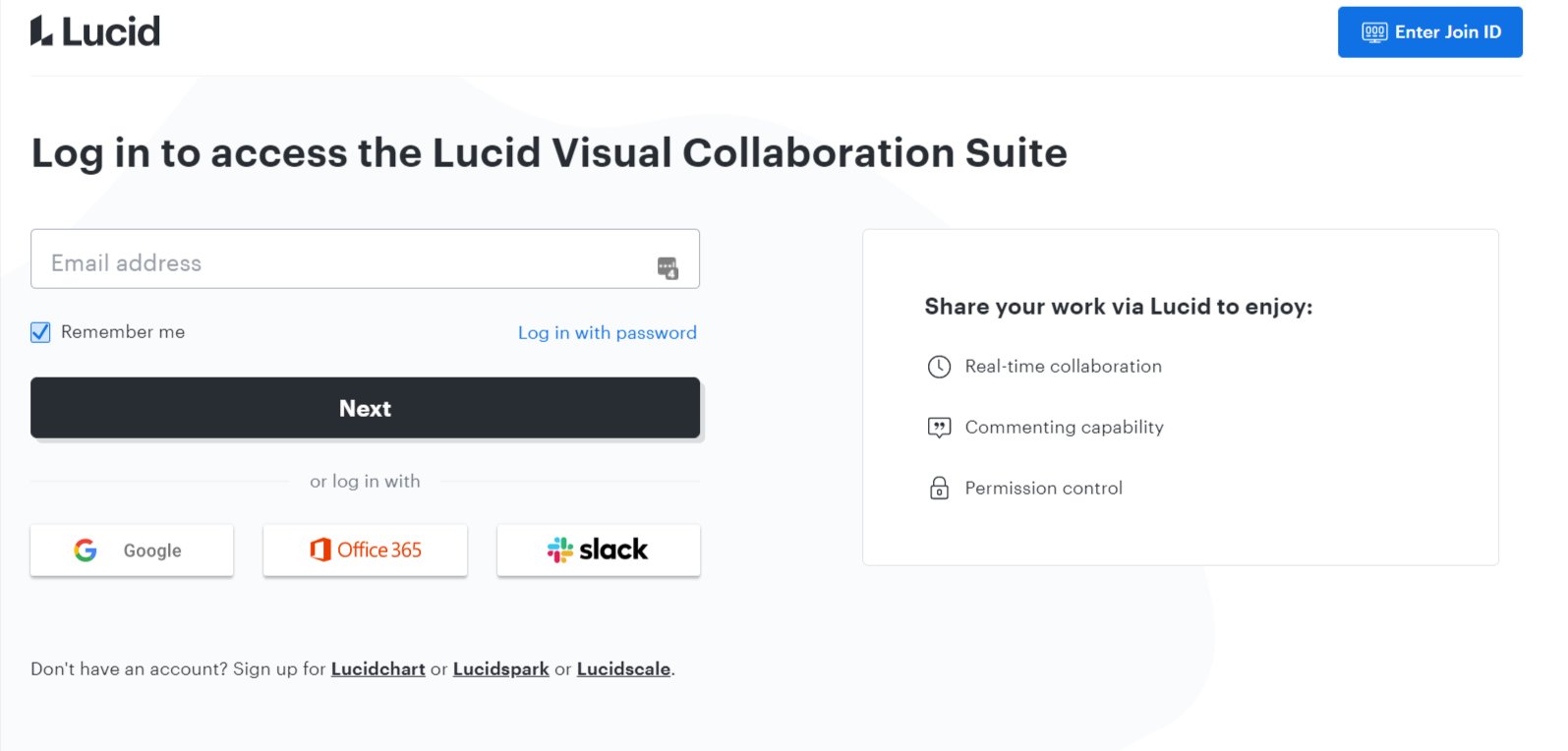 Lucidchart ログインページ
