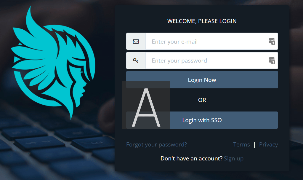 Login screen