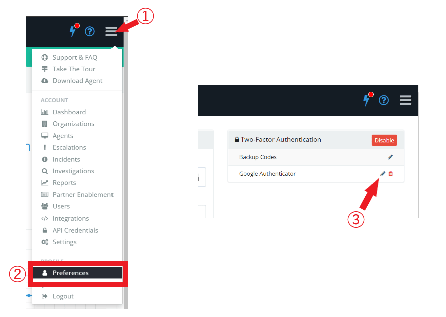 Preferences screen
