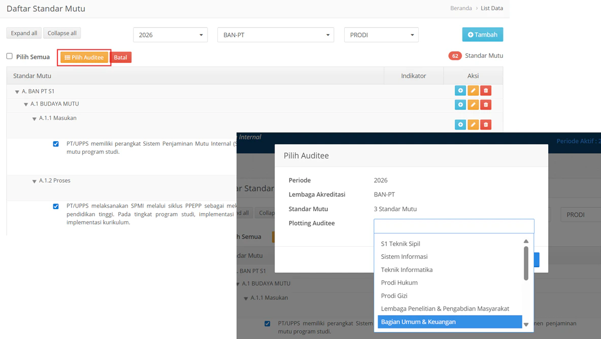 Standar Mutu Pilih Auditee