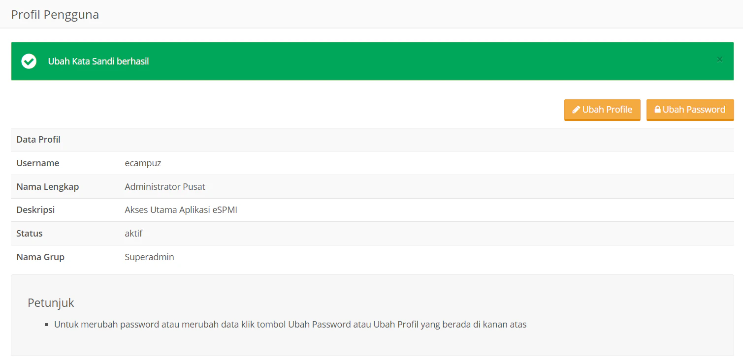 Spmi Profil Ubah Pass Berhasil