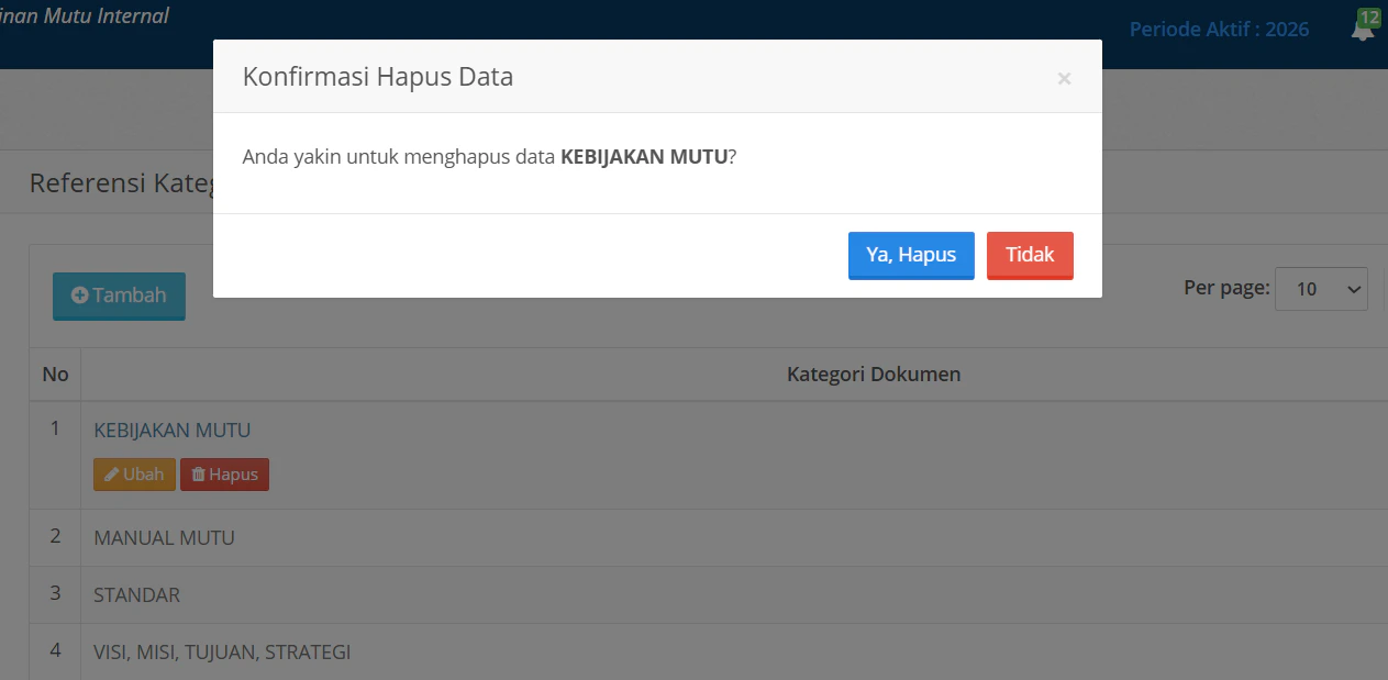 Kategori Dokumen Hapus Data