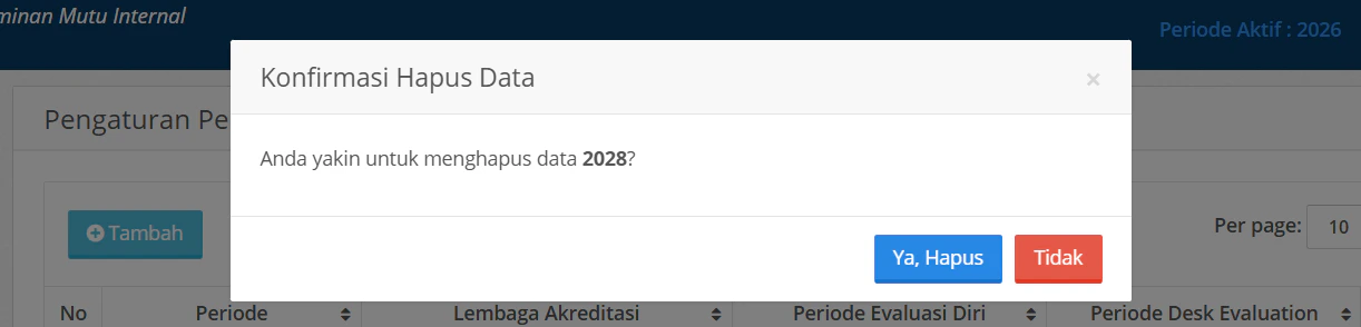 Pengaturan Periode Hapus Data