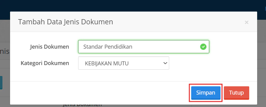Jenis Dokumen Simpan Data