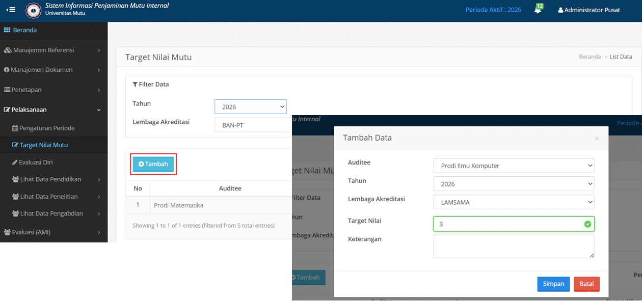 Target Nilai Tambah Data