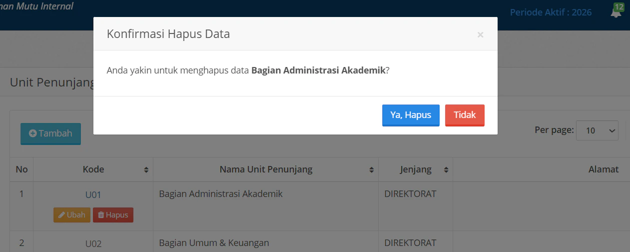 Unit Penunjang Hapus Data