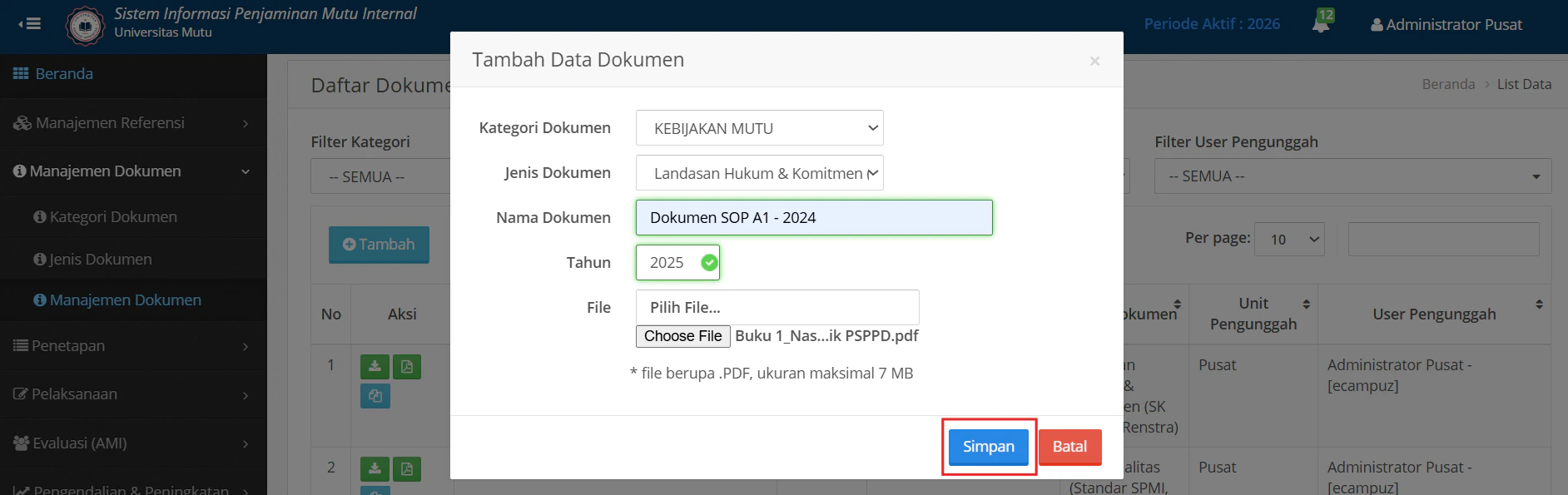 Manajemen Dokumen Simpan Data
