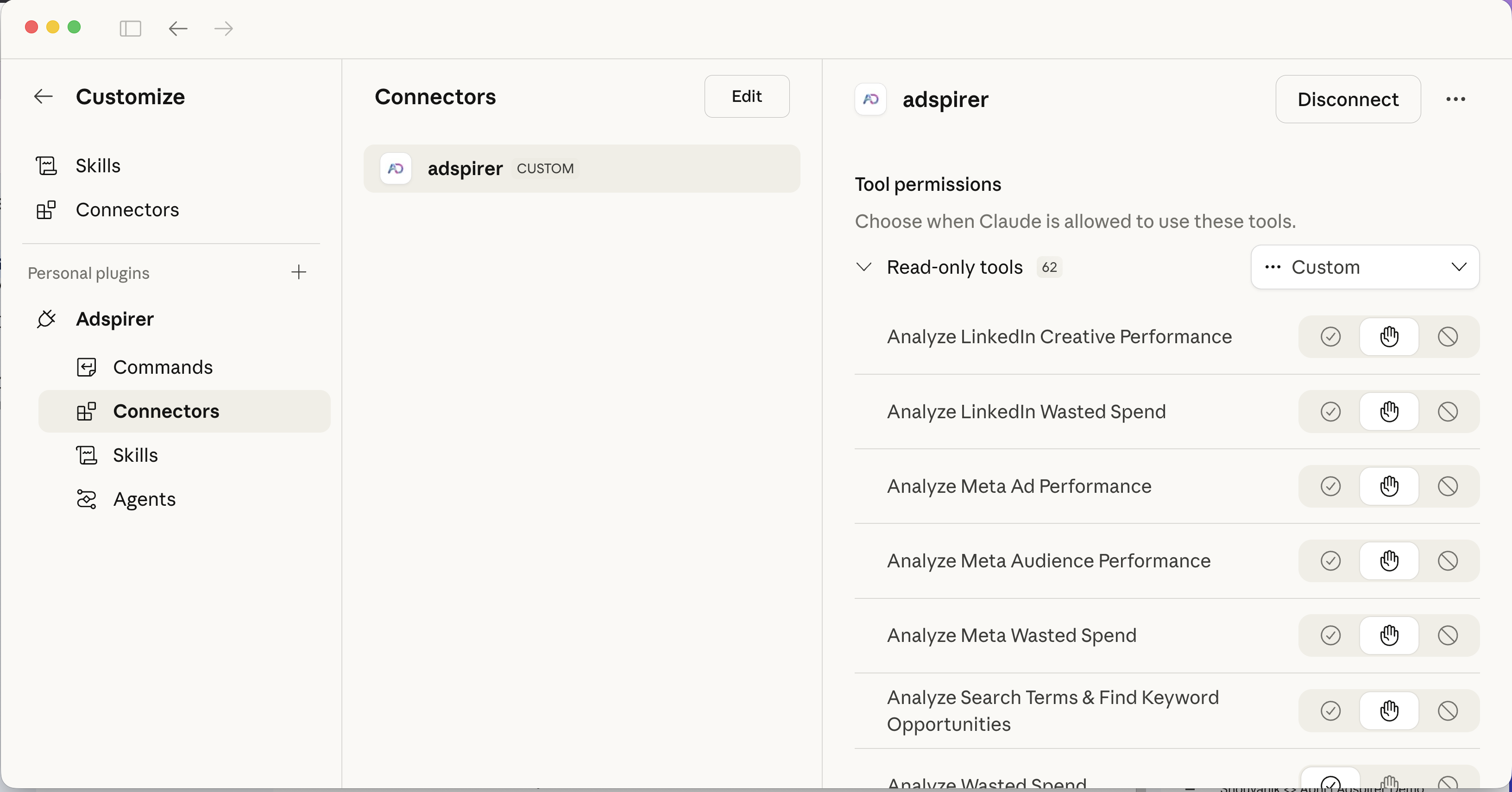 Connected Adspirer connector showing tools