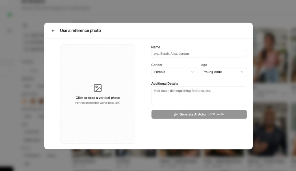 The custom actor upload flow with the consent step