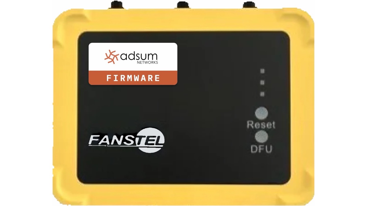 The Fanstel LBG20x gateway in its yellow IP67 enclosure