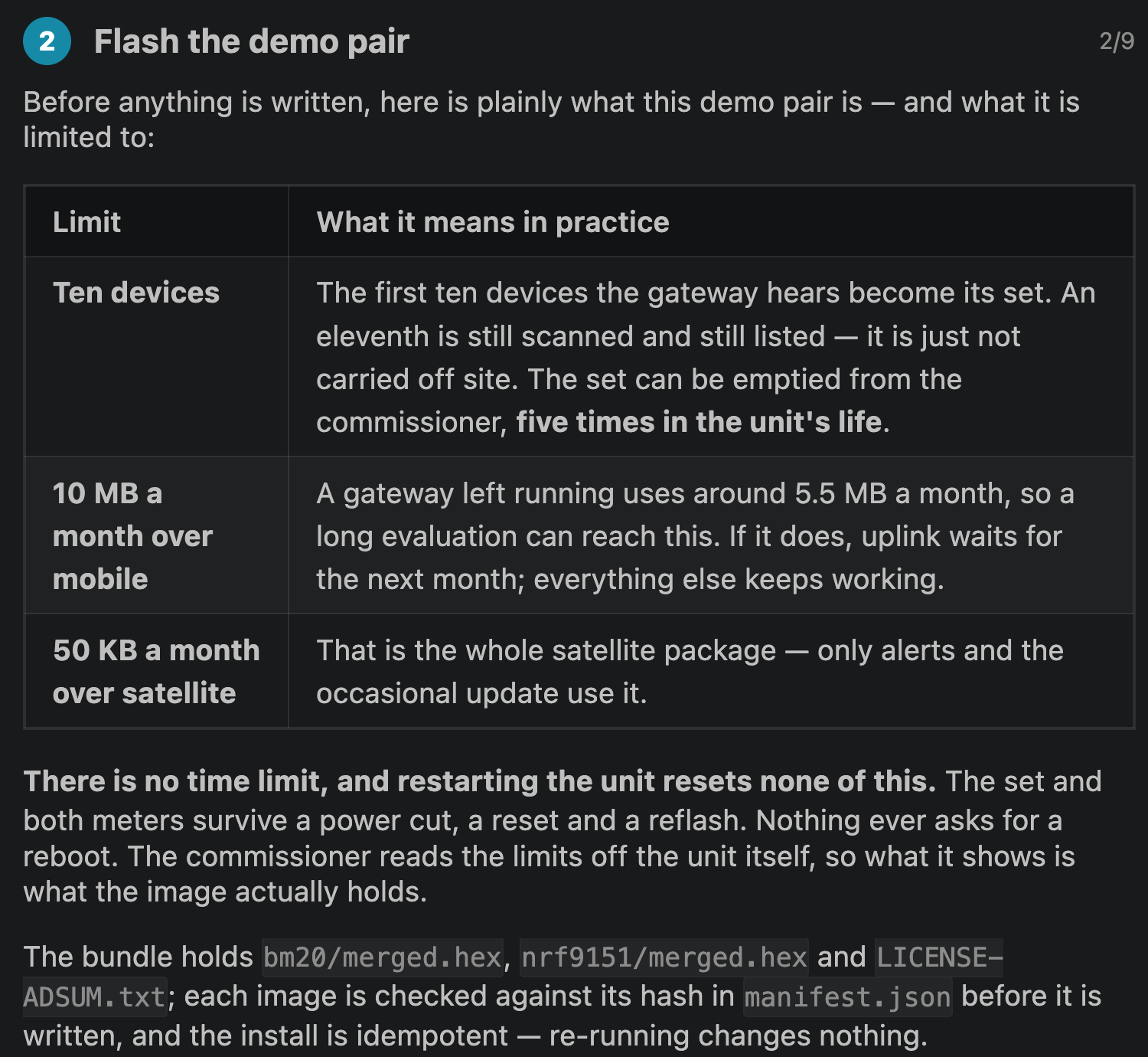 The three limits of the evaluation firmware stated before installing