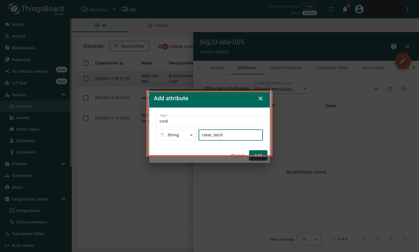 Adding a shared attribute with key cmd and value clear_latch
