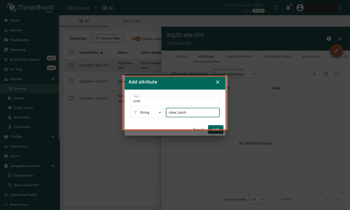 Adding a shared attribute with key cmd and value clear_latch