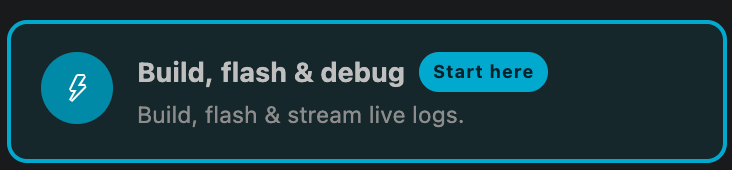 Build, flash & debug workflow card