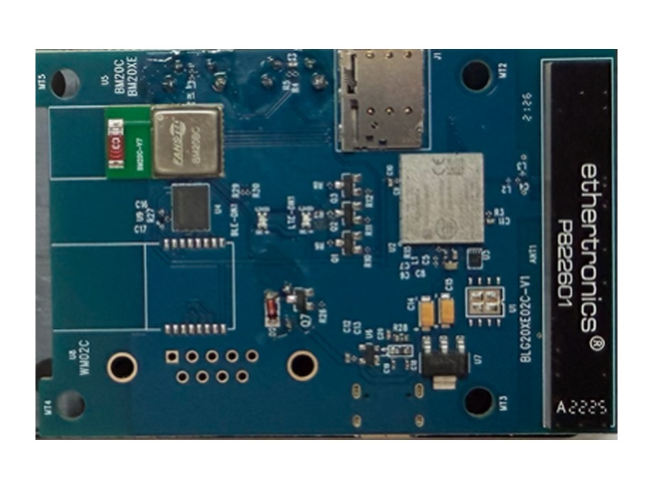 The BLG20x board, with the radio modules and the SIM holder