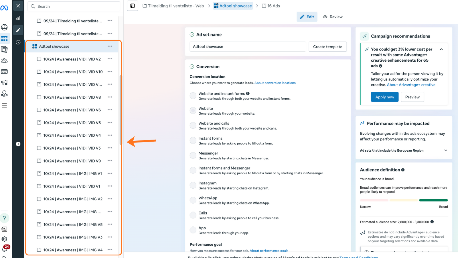 Editing Ad Set Pn Editing Ad Set Pn