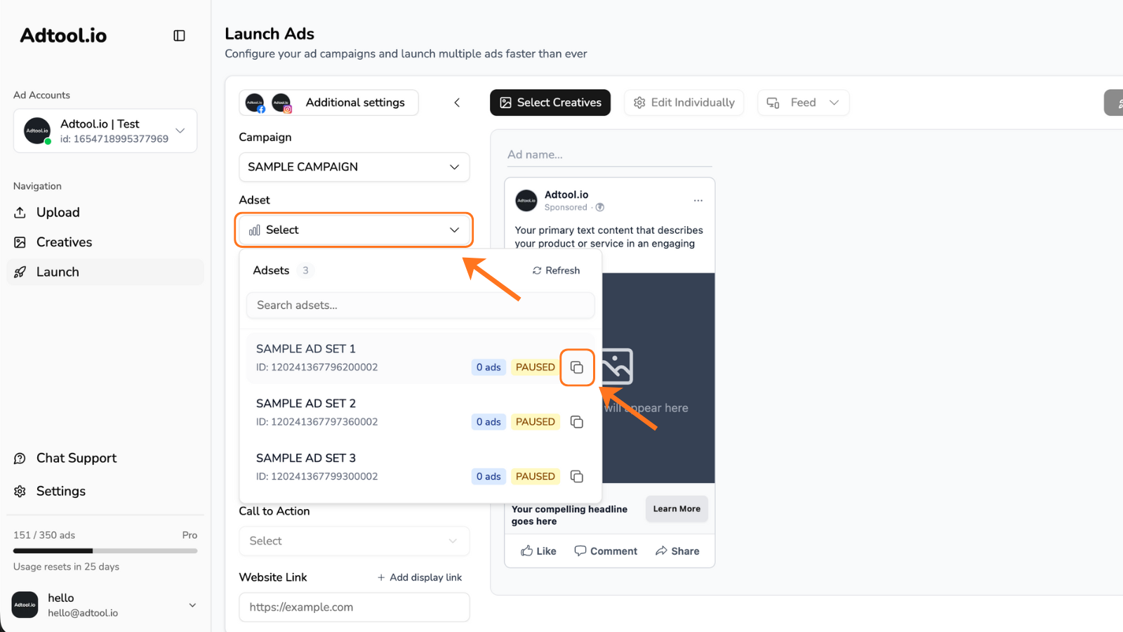 Select Ad Set Dublicate Pn