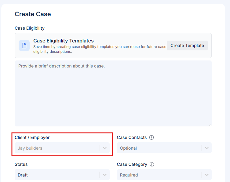 Create employer case
