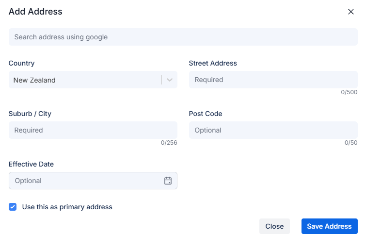 Add Address Modal