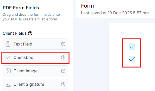 Checkbox field example