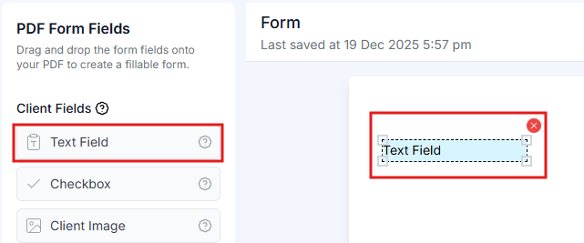 Text field example on PDF
