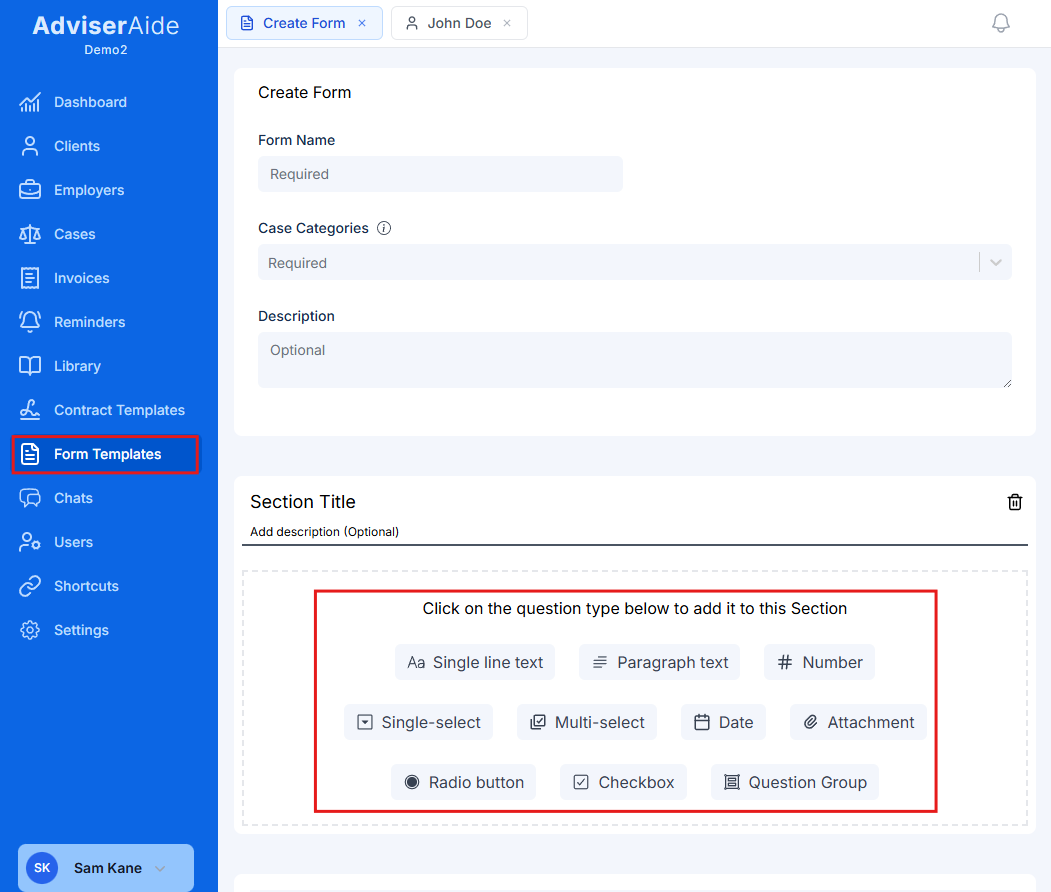 Advance form overview