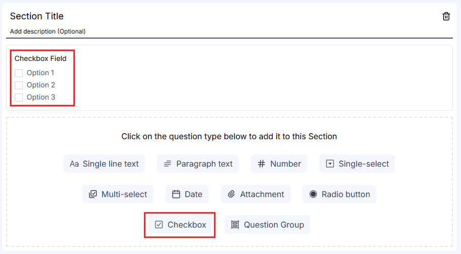 Checkbox field with multiple selectable options