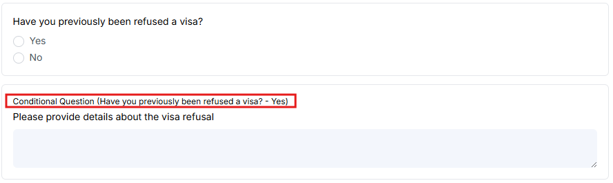 Field showing conditional question indicator