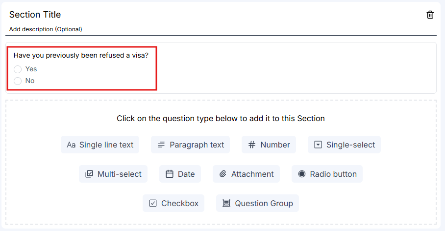 Radio button field that will be used as conditional parent