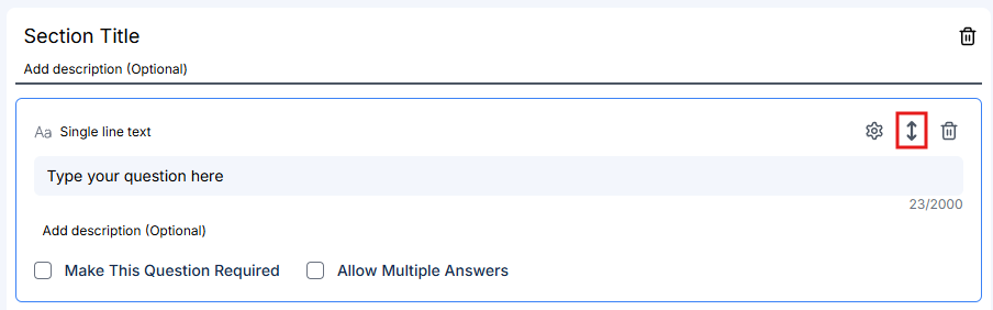 Field showing move icon