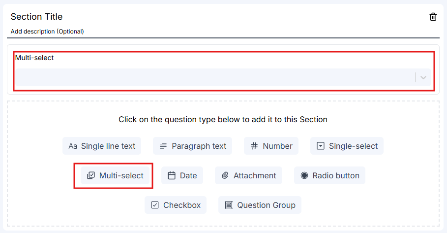 Multi-select dropdown field