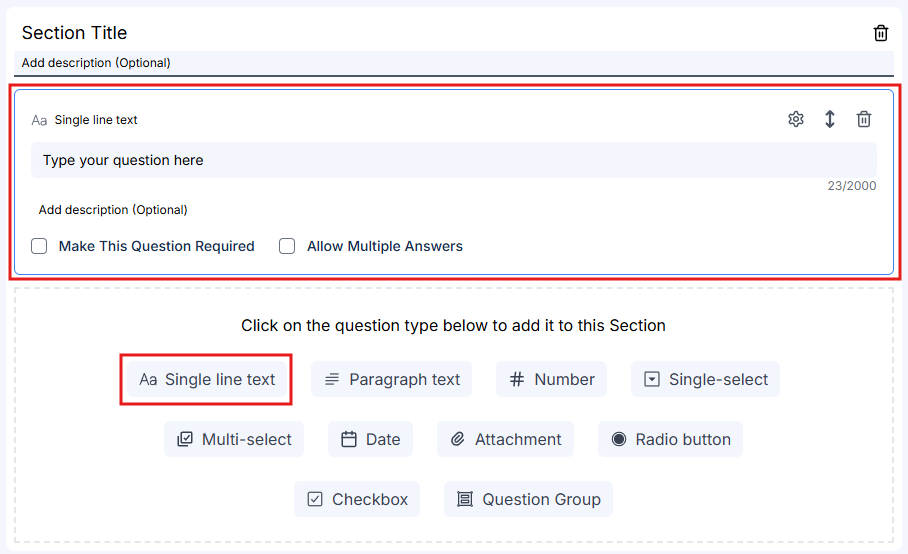 Single line text field example