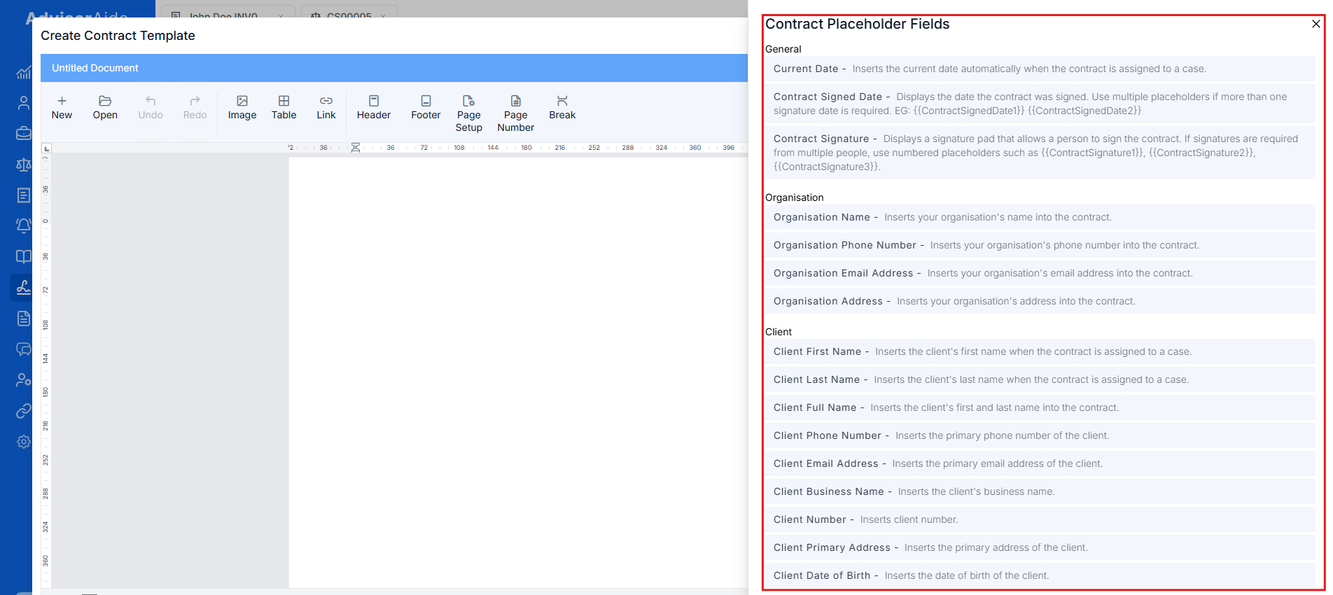 Insert Placeholder Fields